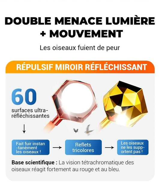 Réflecteur anti-oiseaux et girouette avec son