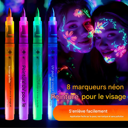 Ensemble de marqueurs UV lumineux pour le visage et le corps