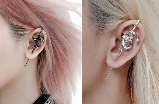 🌙 Mythe de la Lune – Boucles d’oreilles à crochet avec aiguille