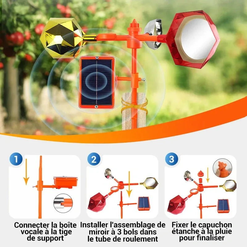 Réflecteur anti-oiseaux et girouette avec son
