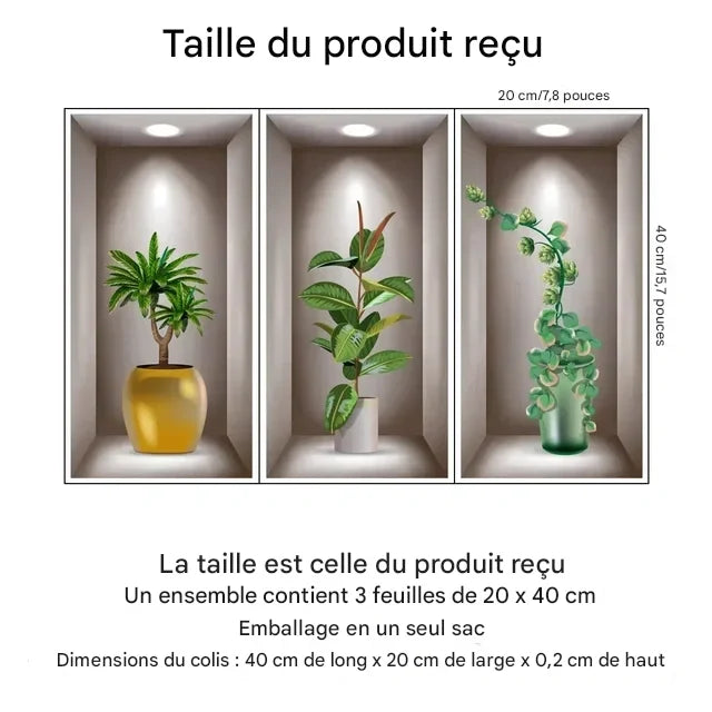 Pack de 3 stickers muraux décoratifs pour maison et salon