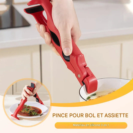 ✨ Pince à bol 3 en 1 en silicone - Maintient fermement les Tupperware et les assiettes pendant le transport et le stockage 🍱🔒