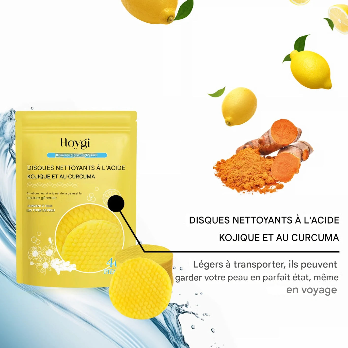 ✨ Disques exfoliants nettoyants au curcuma Soins nettoyants pour le visage