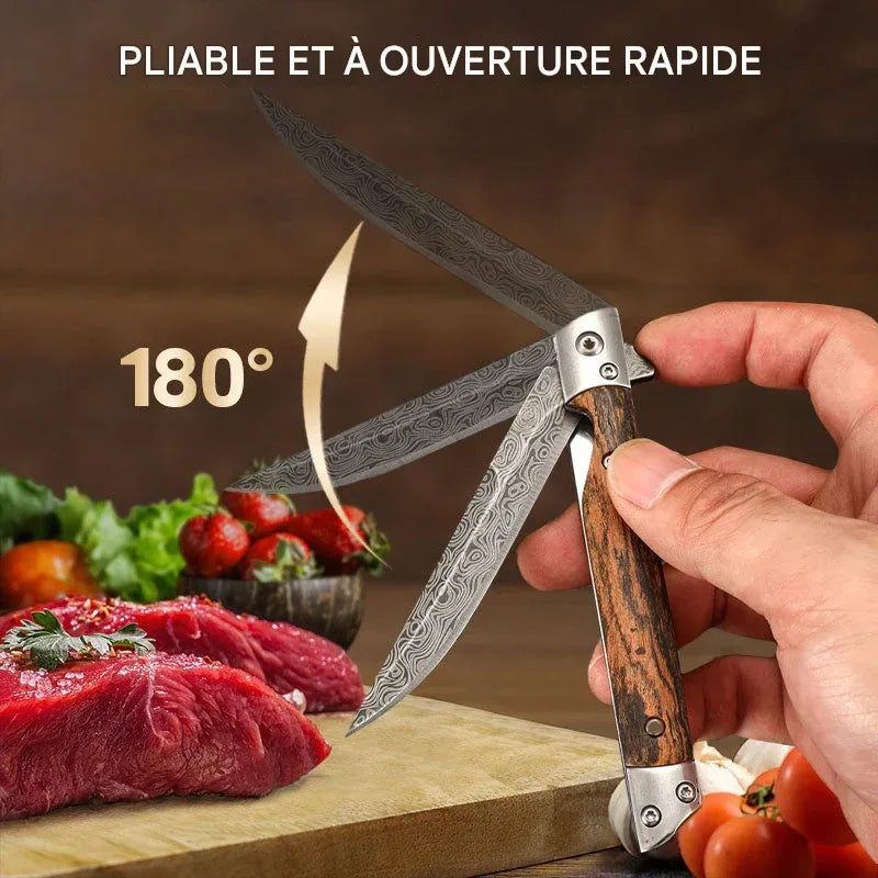 🔥🗡️Couteau pliant avec manche en bois