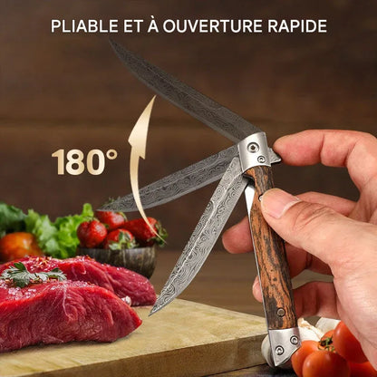 🔥🗡️Couteau pliant avec manche en bois