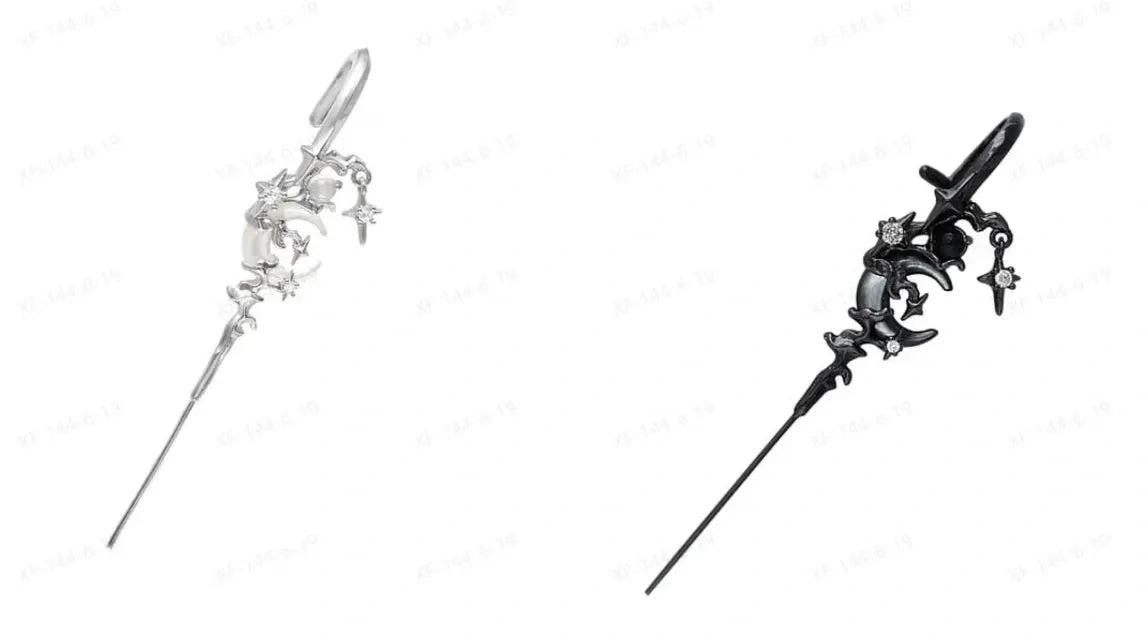 🌙 Mythe de la Lune – Boucles d’oreilles à crochet avec aiguille