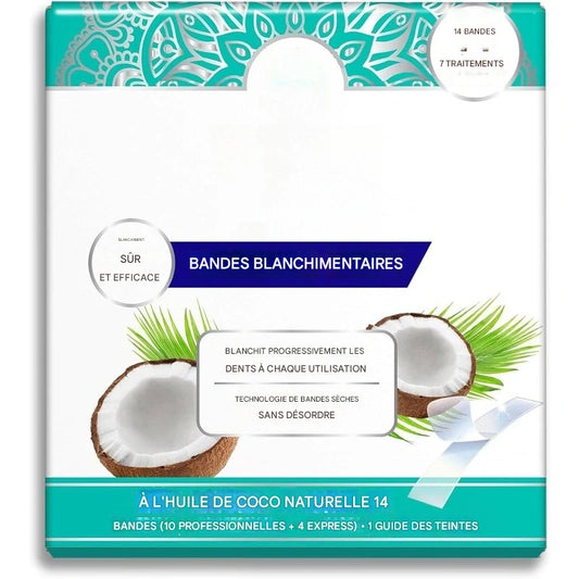 Bandes blanchissantes haut de gamme pour les dents – Sans danger pour l'émail grâce à l'huile de noix de coco