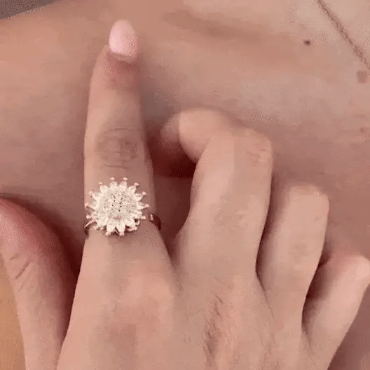 Bague Anti-Stress Rotative Marguerite en Zircon Brillant