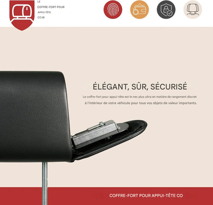 Coffre-fort dissimulé dans l'appuie-tête d'une voiture