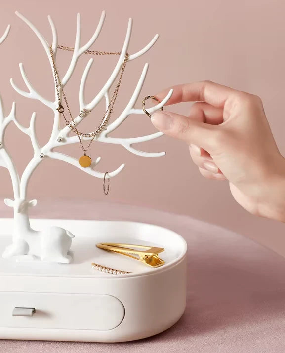 Porte-Bijoux en Bois de Cerf avec Tiroir Intégré