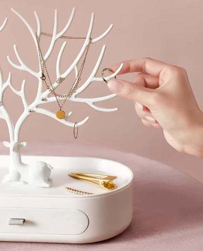 Porte-Bijoux en Bois de Cerf avec Tiroir Intégré
