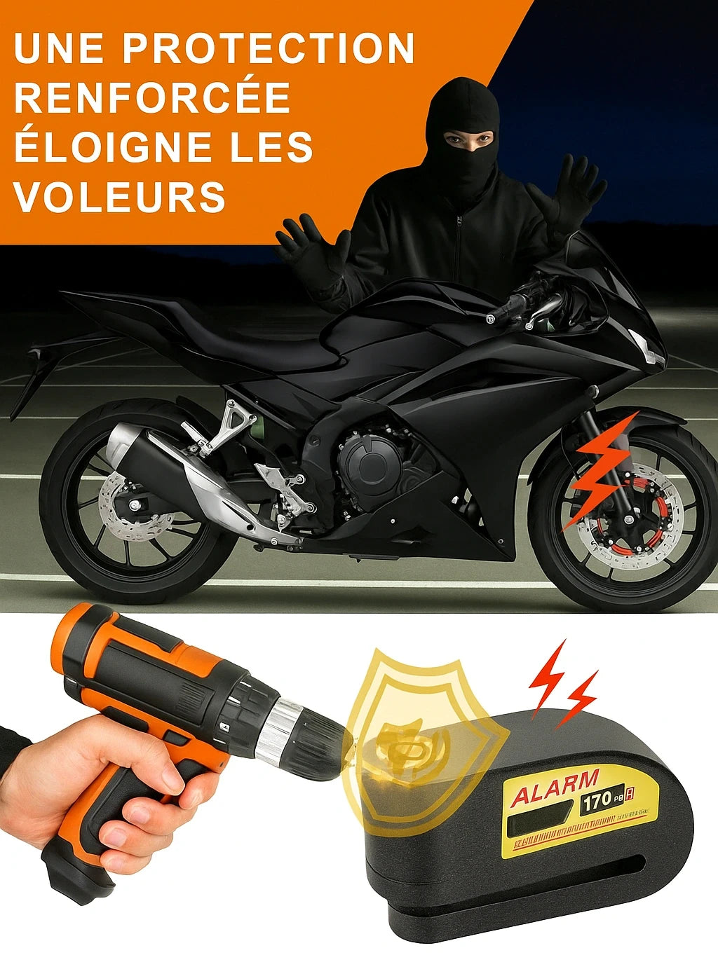 Protégez Votre Moto avec un Verrou d'Alarme Puissant