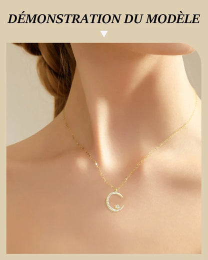 💕Collier Étincelant avec Pendentif d'Étoile et de Lune