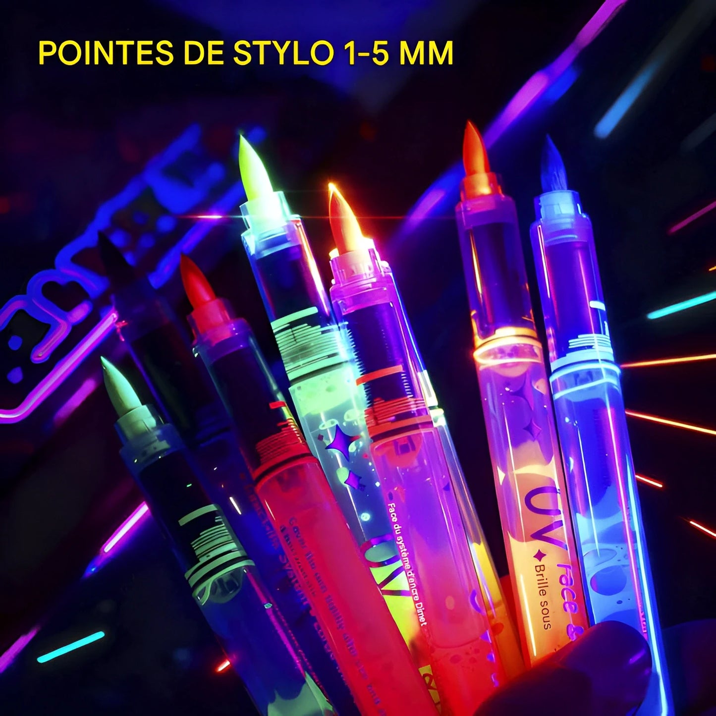 Ensemble de marqueurs UV lumineux pour le visage et le corps