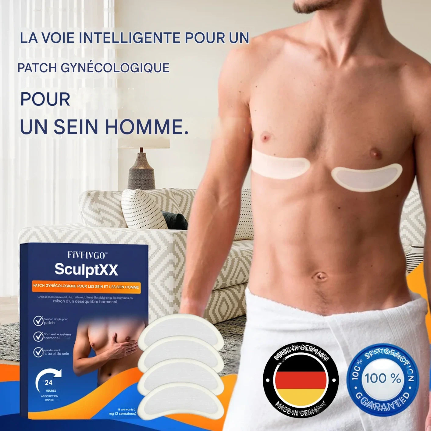 Patch mammaire raffermissant et brûlant pour la gynécomastie Fivfivgo® SculptXX