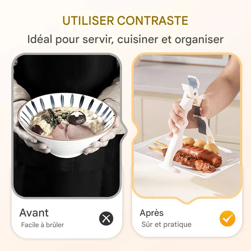 ✨ Pince à bol 3 en 1 en silicone - Maintient fermement les Tupperware et les assiettes pendant le transport et le stockage 🍱🔒