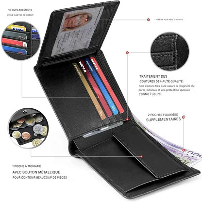 Portefeuille supérieure en cuir pour hommes