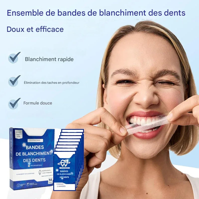 Kit de bandes blanchissantes douces et efficaces pour les dents