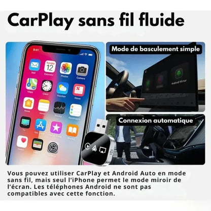 Adaptateur CarPlay sans fil 3-en-1 (Apple/Android)