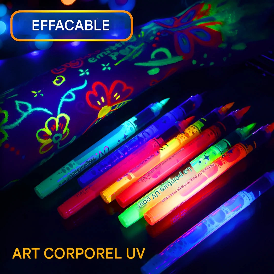 Ensemble de marqueurs UV lumineux pour le visage et le corps