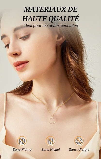 💕Collier Étincelant avec Pendentif d'Étoile et de Lune