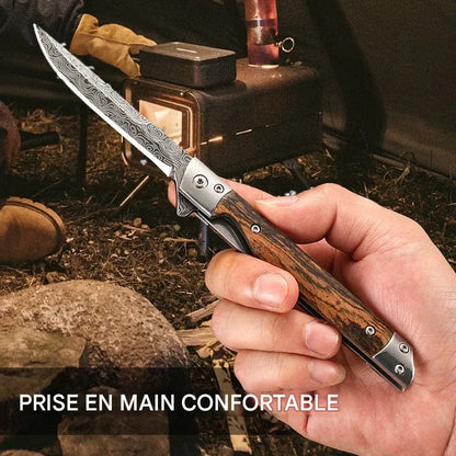🔥🗡️Couteau pliant avec manche en bois