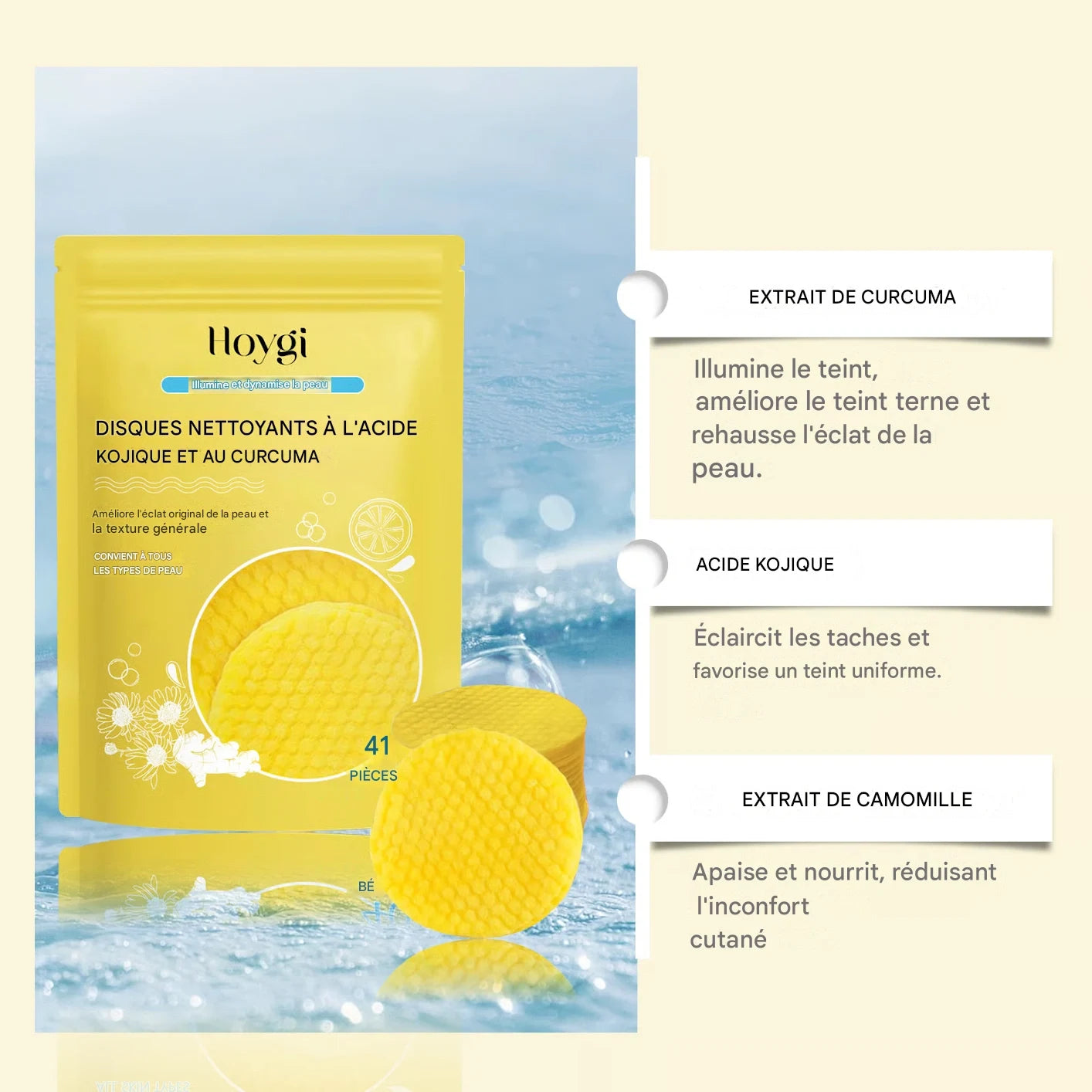 ✨ Disques exfoliants nettoyants au curcuma Soins nettoyants pour le visage