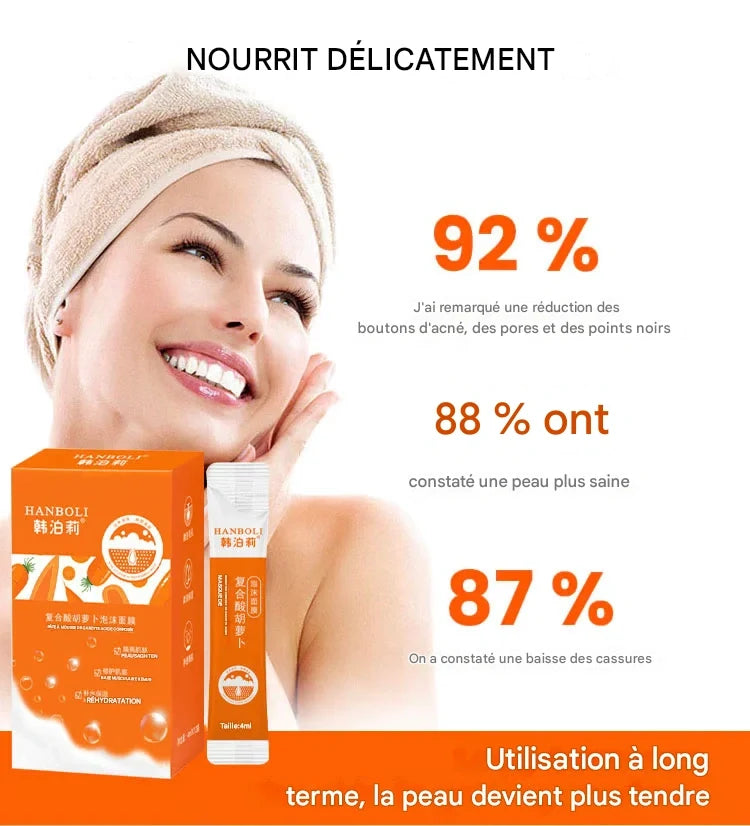 🥕Masque Moussant à la Carotte – Pores Propres et Peau Éclatante !