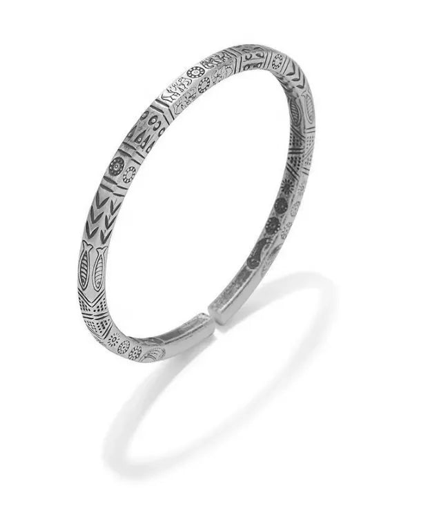 Bracelet Manchette Viking – Spirale Totem avec Gravure Inspirante ‘Never Give Up’