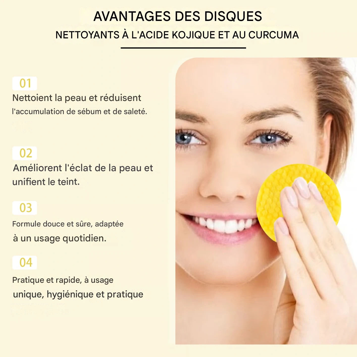 ✨ Disques exfoliants nettoyants au curcuma Soins nettoyants pour le visage