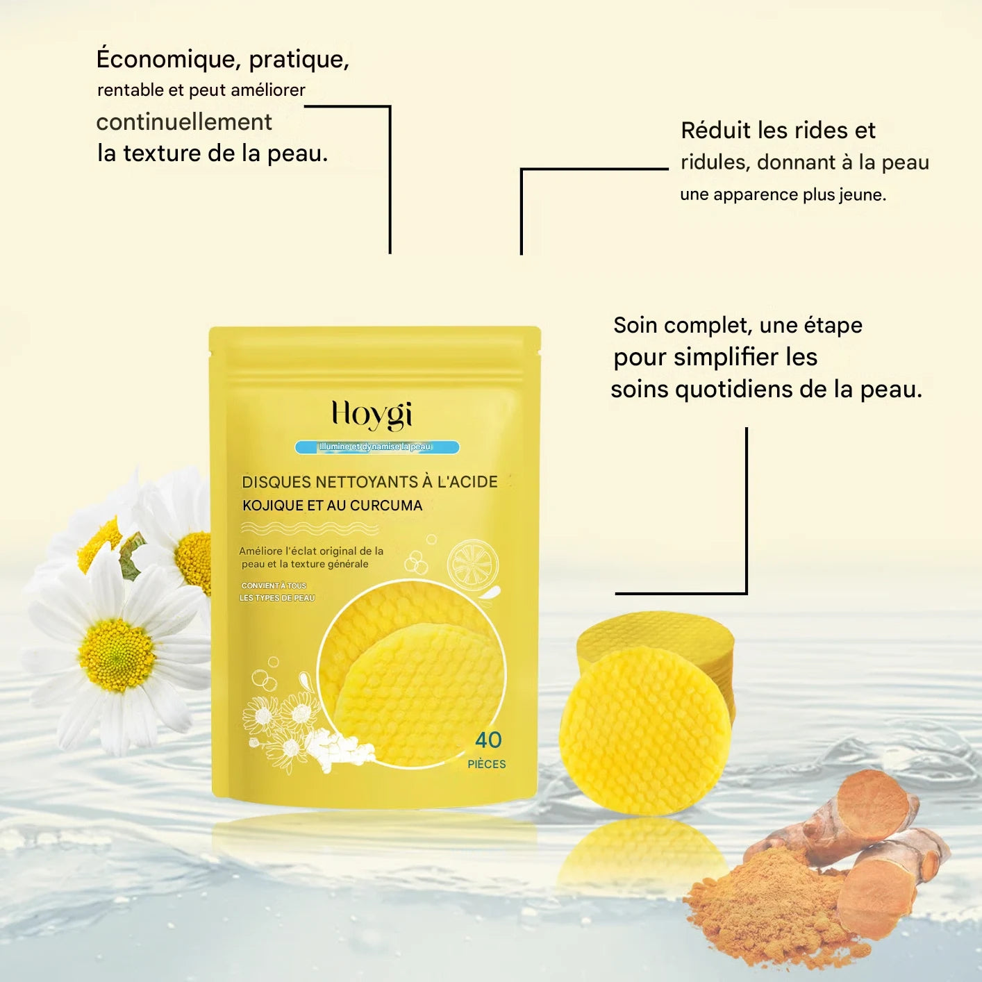 ✨ Disques exfoliants nettoyants au curcuma Soins nettoyants pour le visage