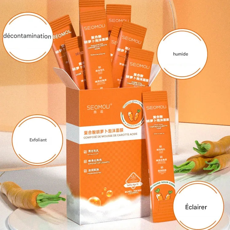 🥕Masque Moussant à la Carotte – Pores Propres et Peau Éclatante !