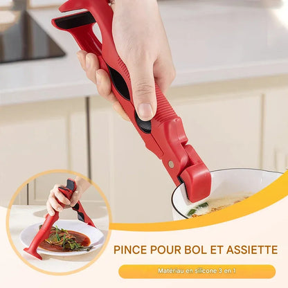 ✨ Pince à bol 3 en 1 en silicone - Maintient fermement les Tupperware et les assiettes pendant le transport et le stockage 🍱🔒