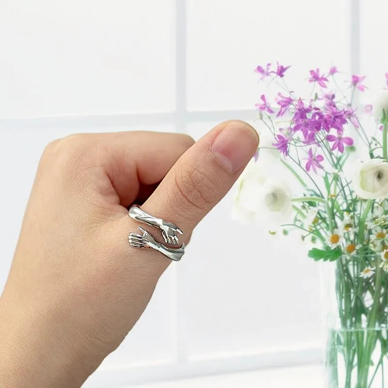 Bague Réglable pour Couple – Mains qui s’Embrassent