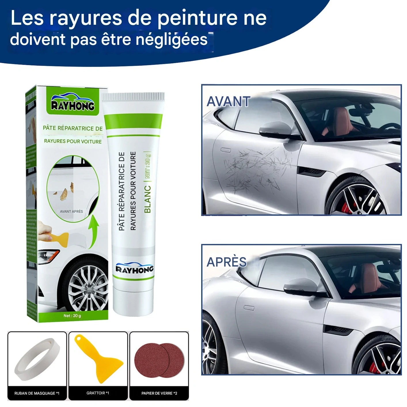 Pâte Réparatrice Auto Instantanée – Efface les Rayures en un Clin d’Œil ! 🚗✨