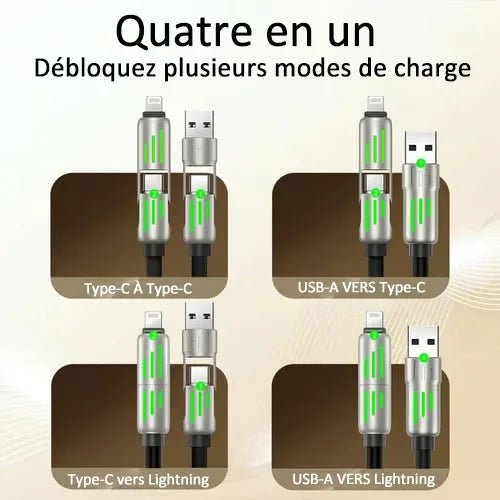 Câble de charge USB 4 en 1 charge rapide MAX 240W