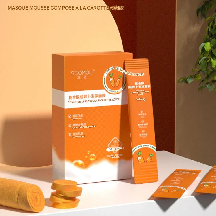 🥕Masque Moussant à la Carotte – Pores Propres et Peau Éclatante !