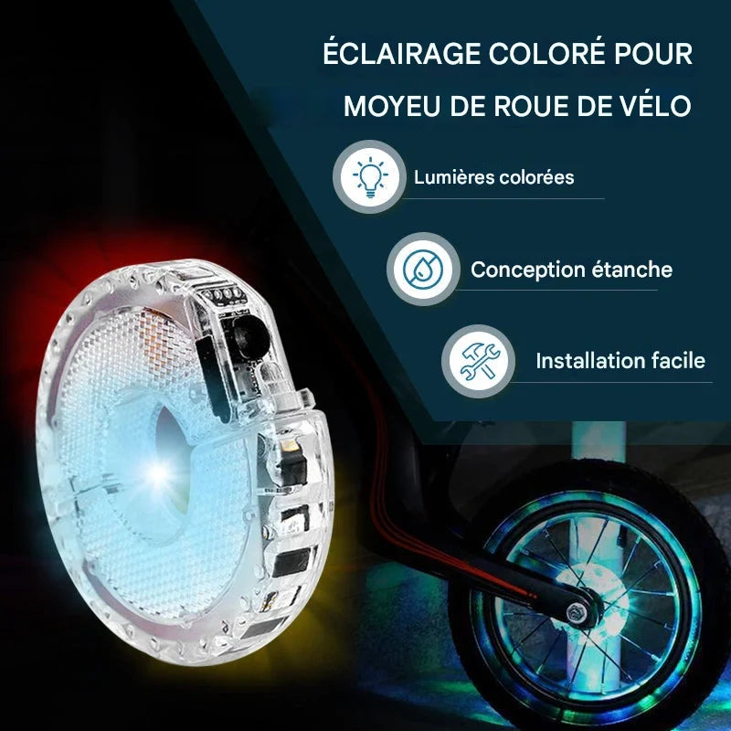 🌃Illuminez la nuit 🚴 Feu coloré pour moyeu de roue